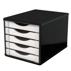 Gaveteiro de Mesa 5 Gavetas Madeira MDF - Preto Bl... - Lojas Angelo