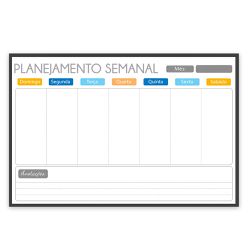 Quadro Planner 60x40 cm Semanal Light Moldura Made... - Lojas Angelo