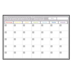 Quadro Planner 60x40 cm Mensal Gray Moldura Madeir... - Lojas Angelo