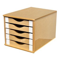 Gaveteiro de Mesa 5 Gavetas Madeira MDF Natural - ... - Lojas Angelo