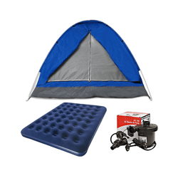 Kit Barraca para 4 pessoas Azul Colchão Inflável C... - Loja Caravelas