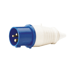 Plug Industrial 2p+t 32A Azul 6h 220/250V OMG 3276 - Loja Caravelas