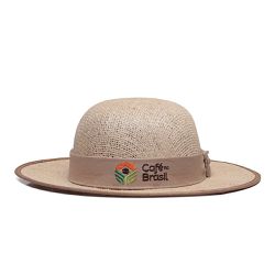 Chapéu Feminino Café no Brasil em Juta Fita com La... - LOJACAFENOBRASIL