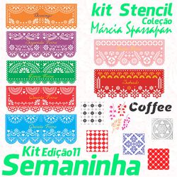 Kit Stencil Coleção Márcia Spassapan | Semaninha -... - Loja da Márcia Spassapan | Tudo para Artesanato