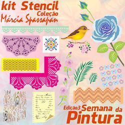 Kit Stencil Coleção Márcia Spassapan | Semana Da P... - Loja da Márcia Spassapan | Tudo para Artesanato