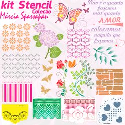 Kit Stencil Coleção Márcia Spassapan | Edição 1 - ... - Loja da Márcia Spassapan | Tudo para Artesanato