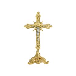 Crucifixo de Mesa Dourado - Modelo Trabalhado 39x2... - Loja Da Paróquia - Objetos E Paramentos Litúrgicos