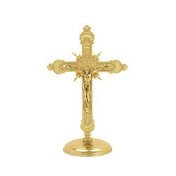 Crucifixo de Mesa Dourado 28x20cm - OL.106 - Loja Da Paróquia - Objetos E Paramentos Litúrgicos