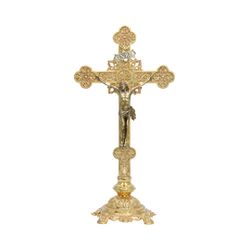 Crucifixo de Mesa Dourado - Modelo Trabalhado 60x3... - Loja Da Paróquia - Objetos E Paramentos Litúrgicos