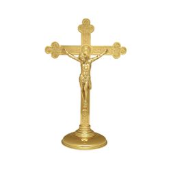 Crucifixo de Mesa Dourado 36x22cm - OL.104 - Loja Da Paróquia - Objetos E Paramentos Litúrgicos