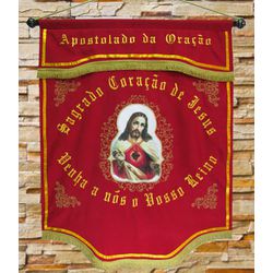 Estandarte Do Apostolado Da Oração 0,95 X 1,20Mt -... - Loja Da Paróquia - Objetos E Paramentos Litúrgicos