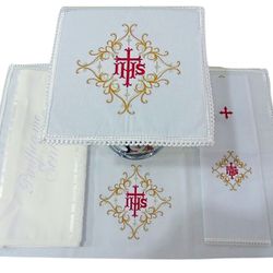 Conjunto De Alfaias Litúrgicas Para Altar Bordado ... - Loja Da Paróquia - Objetos E Paramentos Litúrgicos