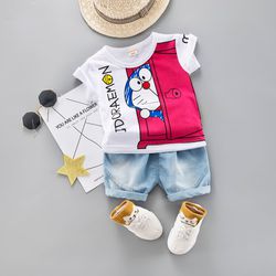 Conjunto infantil verão desenhos animados gato - 3... - Loja Modelo