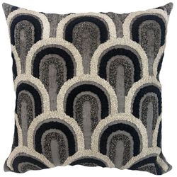 Almofada Rustica Chumbo com Aplicação Boucle Preto... - BARBIZAN DECORE