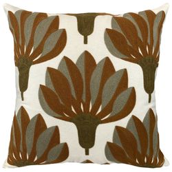 Almofada Sarja com Bordado Chinille Ocre 52x52cm -... - BARBIZAN DECORE