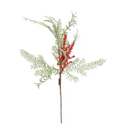 Galho Natalino Grande Nevado Com Cerejinhas 67cm C... - BARBIZAN DECORE