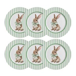 Jogo 6 Pratos Sobremesa em Cerâmica Laço Verde Pás... - BARBIZAN DECORE