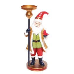 Arranjo de Mesa Porta Velas com Noel Ouro Verde Ve... - BARBIZAN DECORE