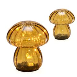 Luminária de Mesa Decorativa Cogumelo Âmbar 15cm E... - BARBIZAN DECORE