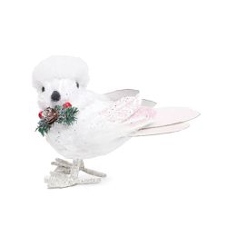 Passarinho Branco Folhas e Frutas No Pescoço Com G... - BARBIZAN DECORE