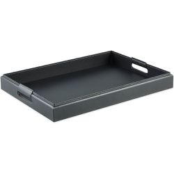 Bandeja Mdf Com Revestimento Em Corino Preto Grand... - BARBIZAN DECORE