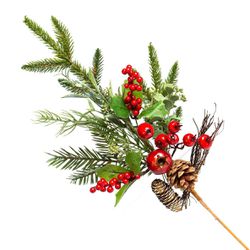 Galho Natalino Berry Vermelho e Verde Cereja Romã ... - BARBIZAN DECORE