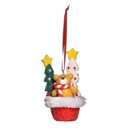 Enfeite Urso Com Pinheiro Para Pendurar 9 cm - 341... - BARBIZAN DECORE