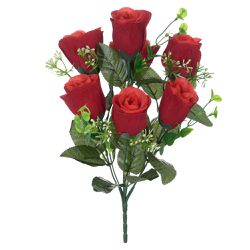 Buquê De Rosas 7 Flores Veludo Plantas Artificiais... - BARBIZAN DECORE