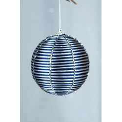 Bola Decorada Azul Com Listras Prata 10 cm Com 3 U... - BARBIZAN DECORE
