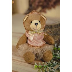 Ursa Sentada Cute Rosa Com Saia 26 cm - 34384 - BARBIZAN DECORE