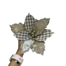 Flor Natalina Poisentia Nude com Xadrez - 34411 - BARBIZAN DECORE