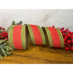 Fita Natalina Aramada 6,3cm Verde Listra Vermelha ... - BARBIZAN DECORE