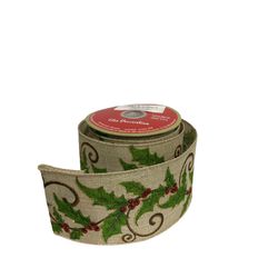 Fita Azevinho Cru Azevinho/Berries 6,3cmx9,14m - 3... - BARBIZAN DECORE