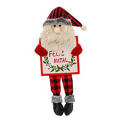 Papai Noel Xadrez Com Placa Feliz Natal 32 Cm - 36... - BARBIZAN DECORE