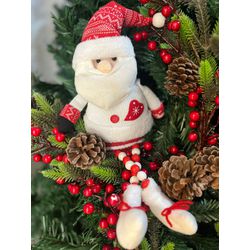Papai Noel Sentado Vermelho E Branco Coração 43cm ... - BARBIZAN DECORE