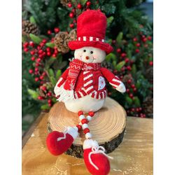 Boneco De Neve C/ Miçangas Sentado Jelly Vermelho ... - BARBIZAN DECORE