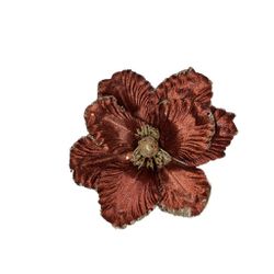 Flor Natalina Poinsetia Marrom com Brilho Dourado ... - BARBIZAN DECORE