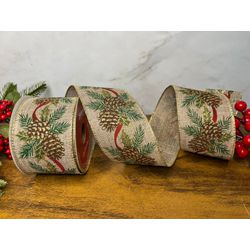 Fita Natalina 6,3cm Galhos E Pinha 9,14m Cromus Na... - BARBIZAN DECORE