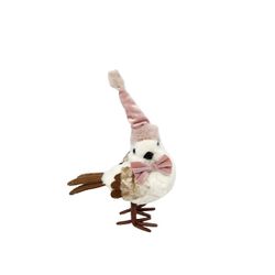 Enfeite Natal Pássaro Branco E Rosa Com Gravata 18... - BARBIZAN DECORE