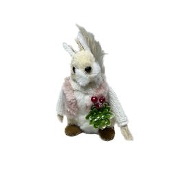 Esquilo Com Roupinha Tricot Rosa E Branco 11cm - 3... - BARBIZAN DECORE