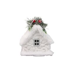 Casinha Decorativa Natal Branca Com Enfeite E Azev... - BARBIZAN DECORE
