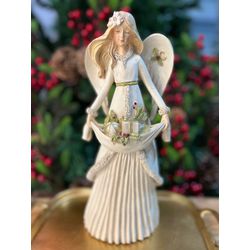 Anjo Decorativo em Resina Flores Presente 30cm Nat... - BARBIZAN DECORE