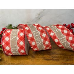Fita Natalina Aramada 6,3cm Noel com Xadrez 9,14mt... - BARBIZAN DECORE
