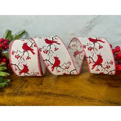 Fita Natalina Aramada 6,3cm Off com Pássaro Cardea... - BARBIZAN DECORE