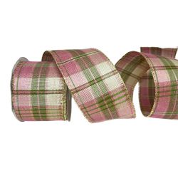 Fita Natalina Aramada 6,3cm Xadrez Rosa e Verde 9,... - BARBIZAN DECORE