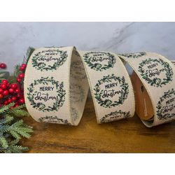 Fita Natalina Aramada Bege 6,3cm Guirlanda Merry 9... - BARBIZAN DECORE