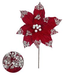 Flor Natalina Veludo Bico de Papagaio Vermelho Per... - BARBIZAN DECORE