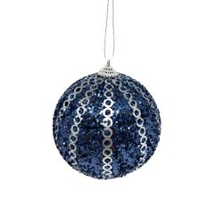 Jogo De 3 Bolas De Natal Azul Brilho com Prata 10c... - BARBIZAN DECORE