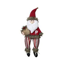 Papai Noel Sentado Saco de Presente Calça de Listr... - BARBIZAN DECORE