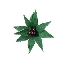 Flor Natalina Poinsetia Verde com Detalhes Branco ... - BARBIZAN DECORE